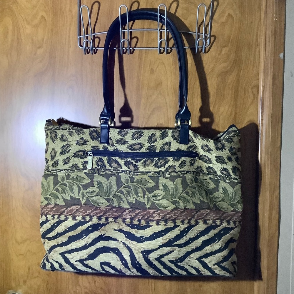 Bueno Black and Brown Animal Print Tote